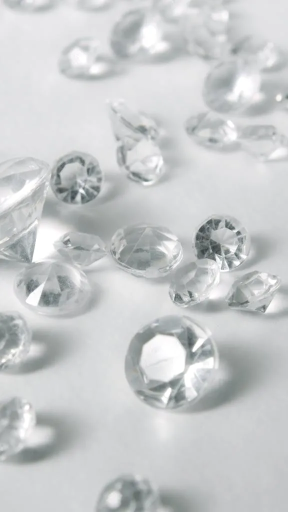 A close-up of various clear-cut gemstones on a white surface, showcasing their sparkle and clarity.
